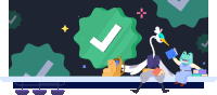 a frog is holding a book in front of a check mark on a screen