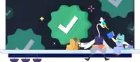 a frog is holding a book in front of a check mark on a screen