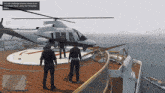 a video game screen shows a helicopter on a dock