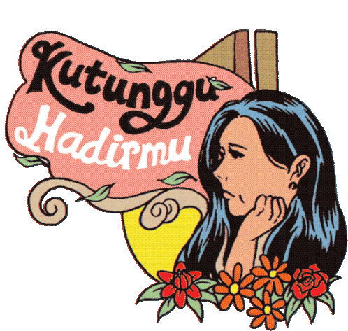 Woman Resting Her Chin On Her Hand Saying I'M Waiting For You In Indonesian Sticker - Moms Prayerson The Road Katunggu Hadirmu Stickers