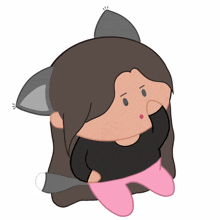 a cartoon of a girl with cat ears and a thought bubble above her head