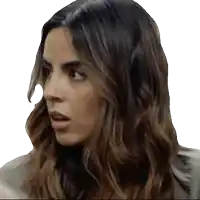 a woman 's face is shown with a white background