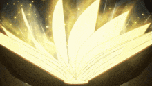 a book is open to a glowing page