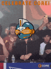 a poster that says celebrate core with a cartoon character