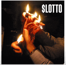 a poster for $ lotto shows a group of people lighting cigarettes