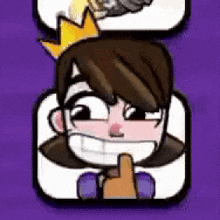 a cartoon girl with a crown on her head is giving a thumbs up sign .