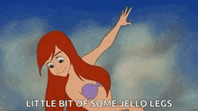 a little bit of some jello legs is a cartoon of a mermaid waving her hand .