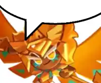 a close up of a cartoon character with a speech bubble above his head .