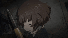 a girl with a surprised look on her face is holding a bullet in her hand