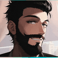 a man with a beard and mustache is smiling