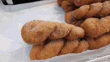 a bunch of donuts are stacked on top of each other and the words made in animatica are visible