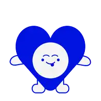 a blue heart with a white face and a small blue heart above it