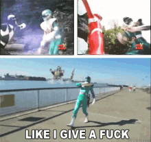 a picture of a power ranger with the words like i give a fuck below it