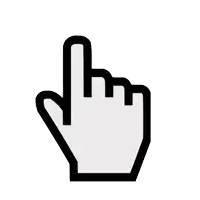 a white hand with a black outline pointing upwards