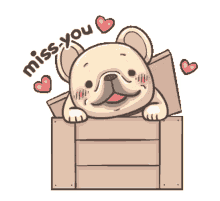 kawaii love miss you heart dog