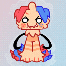 a cartoon drawing of a worm with a t on its back