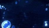 a jellyfish is swimming in the water with bubbles coming out of it 's mouth .