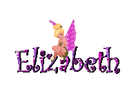 the name elizabeth is displayed with a fairy