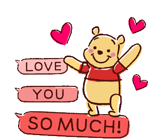 Winnie The Pooh Love You So Much Sticker - Winnie The Pooh Love You So Much Heart Stickers