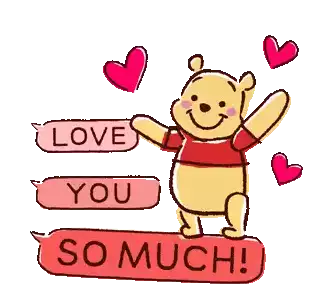 Winnie The Pooh Love You So Much Sticker - Winnie The Pooh Love You So Much Heart Stickers