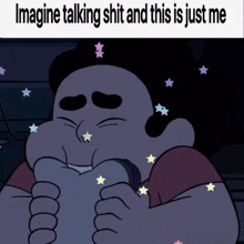 a cartoon of a man with stars on his face and the words imagine talking shit and this is just me