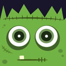 a cartoon drawing of frankenstein 's face with big eyes
