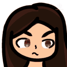 a cartoon of a girl with long brown hair making a face