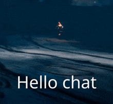 a spider is flying through the air with the words `` hello chat '' written on the bottom .