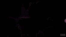 a purple light is shining on a black background with the word dss on the bottom .