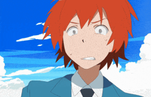 a cartoon character with red hair and a white shirt and tie