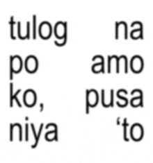 tulog na amo pusa niya to are written on a white background