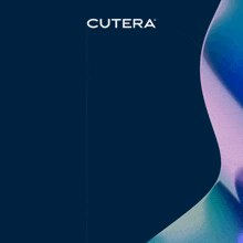 a blue background with cutera written in white letters