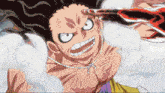 a close up of a cartoon character with a necklace