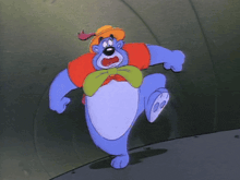 a cartoon bear wearing a hat and bow tie