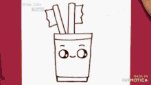 a person is drawing two toothbrushes in a cup with a face
