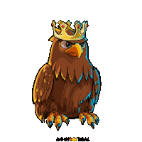 a cartoon drawing of an eagle wearing a gold crown