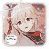 a picture of a girl with the name kazuha de winter on the bottom