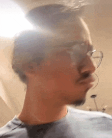 a close up of a man wearing glasses and a beard