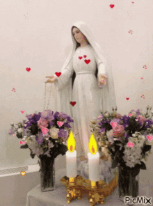 Virgin Mary Hearts GIF - Virgin Mary Hearts Candles GIFs
