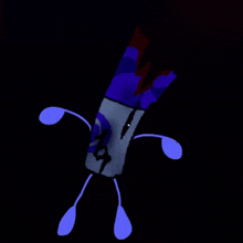 a drawing of a person with blue arms and legs