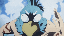 a cartoon drawing of a bird with a surprised look on it 's face