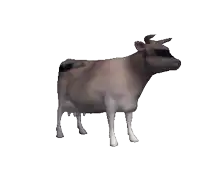 a 3d rendering of a cow standing on its hind legs
