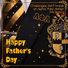 a father 's day card with a coat of arms