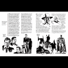 a book is open to a page with a drawing of batman