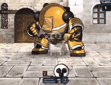 a cartoon drawing of a robot with the number 1 on the bottom