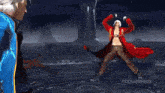 a blurry image of a man in a blue jacket and a woman in a red dress with the words doomguybot below them
