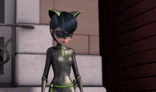 a cartoon character is wearing a cat suit with ears