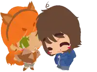 a cartoon of a boy and a girl kissing