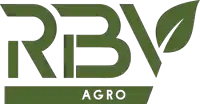 a green logo for rbv agro with a leaf