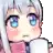 a pixel art of a girl with white hair and blue eyes .